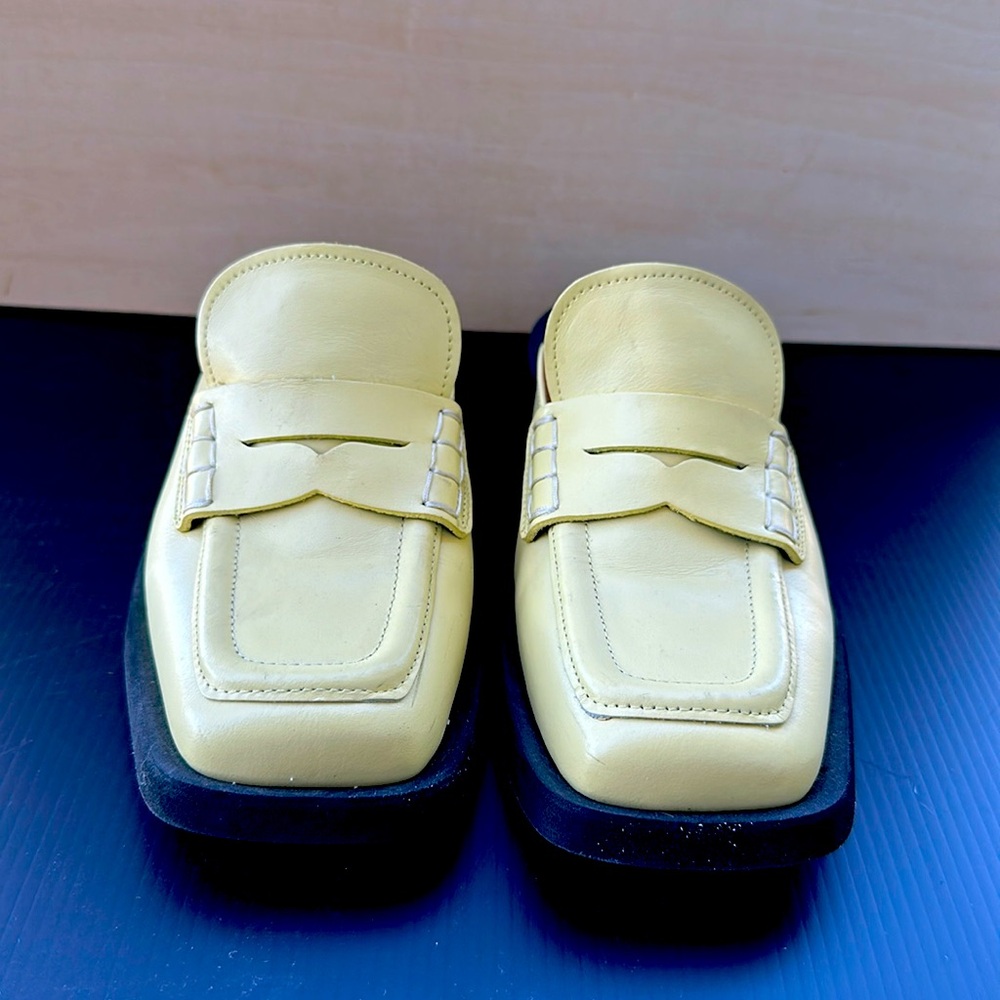 Ganni Square Toe Mules Size 38 Yellow
